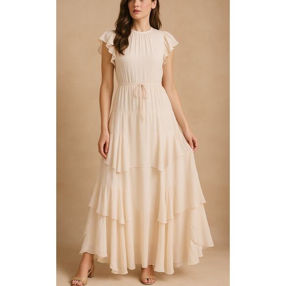 LoveShackFancy Dresses & Skirts - LoveShackFancy Coquette Ruffle Tiered Maxi Dress Small Ivory Romantic Bridal